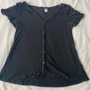 Black Button-Up Women's Top